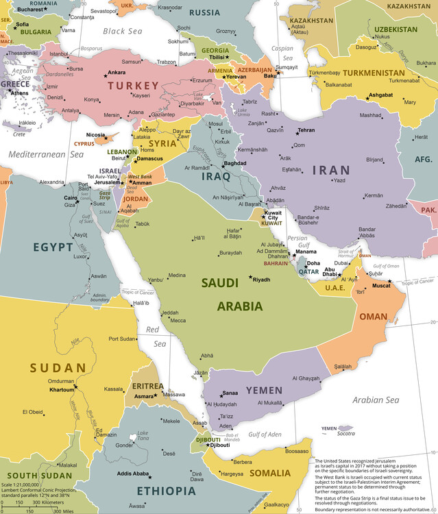 Map Political Middle East Map