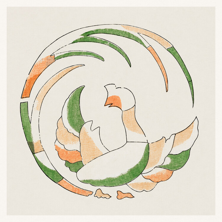 Illustration Traditional Japanese Woodblock Rooster No.1 (Japan Design) - Taguchi Tomoki