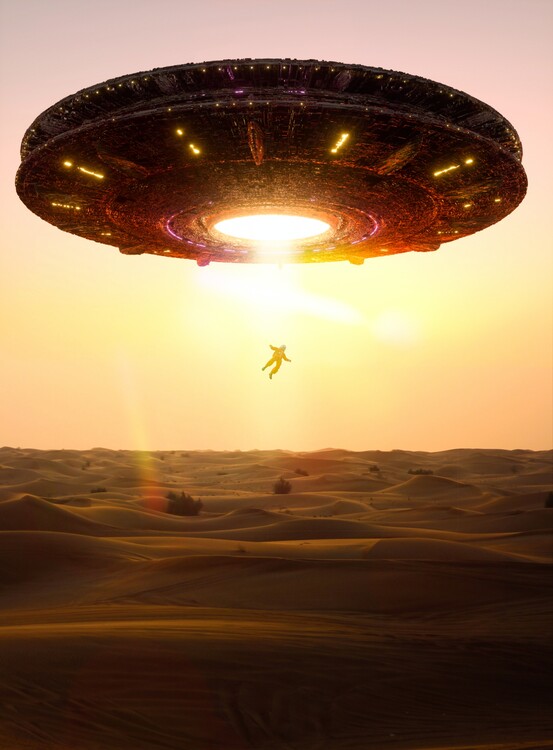 Umjetnička fotografija UFO Spaceship Astronaut Abduction