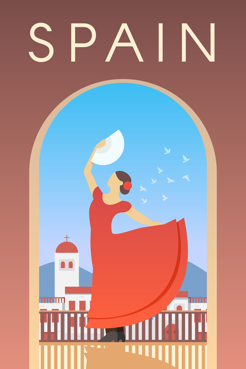 Illustration MALAGA Vintage Travel Poster