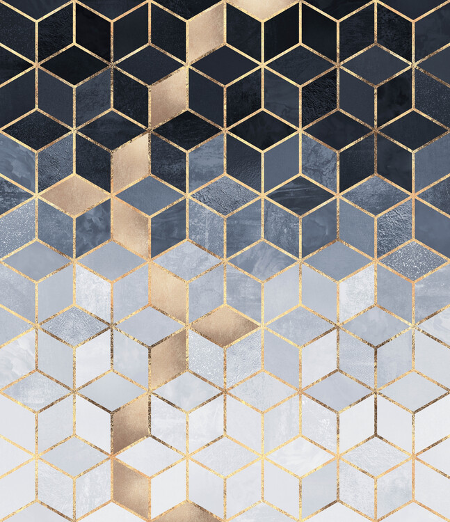 Slika na platnu Soft Blue Gradient Cubes
