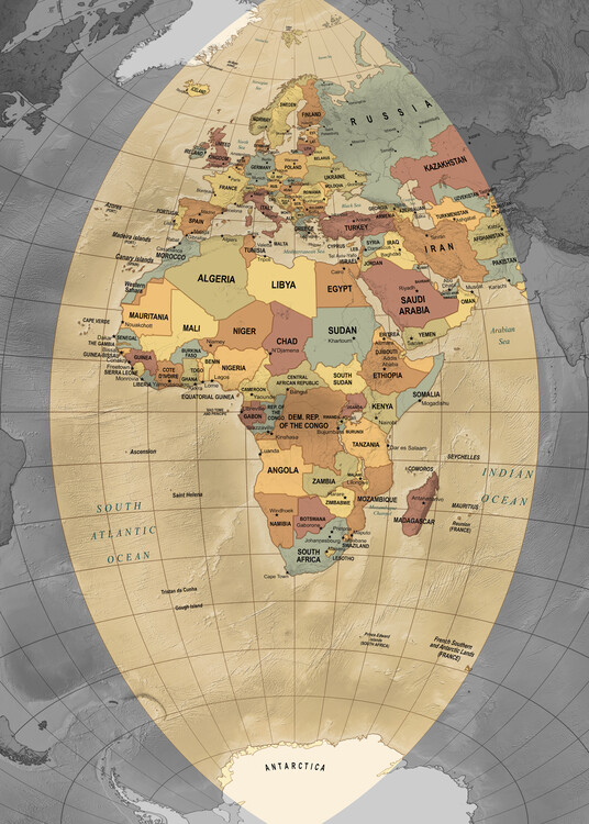 Kartta Political map of Europe Africa and Middle East Vintage Style ǀ  Kaikki kaupunkikartat ja maailmankartat seinälle