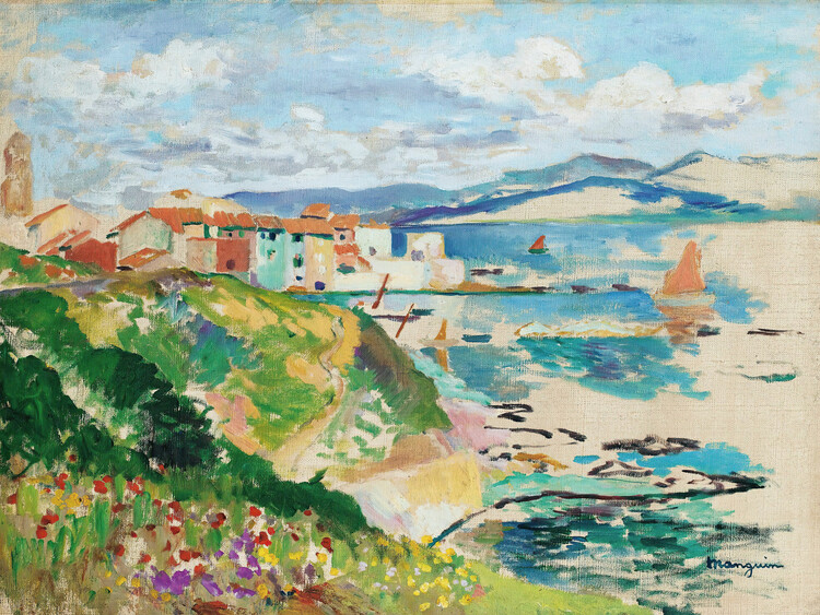 Canvas Print View of La Ponche, Saint-Tropez (French Seascape / Landscape) - Henri Manguin