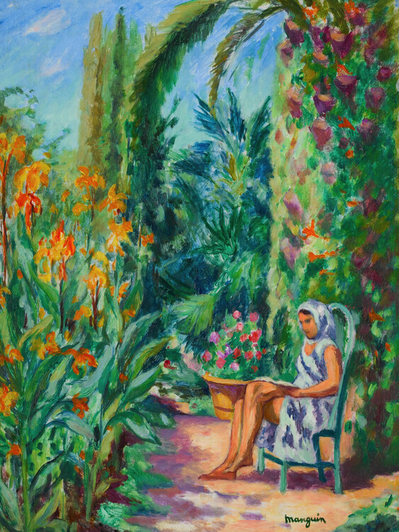 Konsttryck Odette in the Oustalet garden (Summer Lady) - Henri Manguin