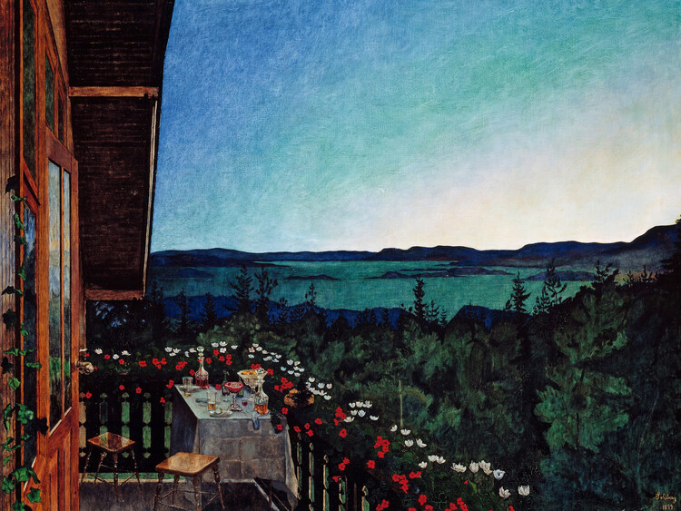 Konsttryck Summer Nights (Romantic Terrace over the Water) - Harald Sohlberg