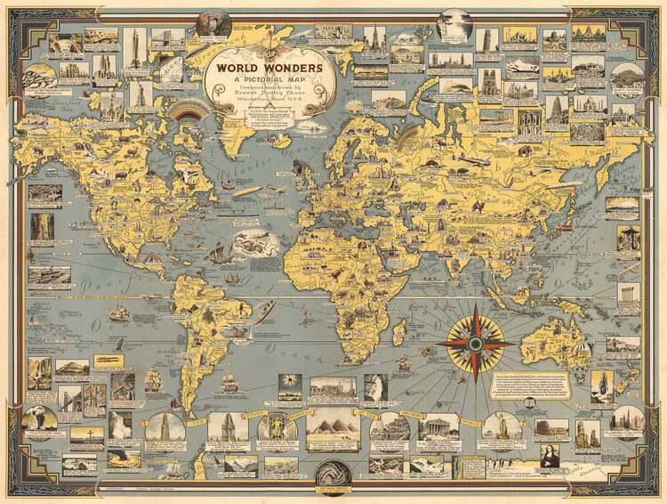 Poster, Quadro Mappa del Mondo - stile antico su Europosters