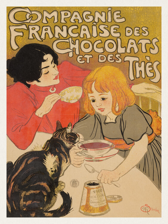 Reprodução do quadro Compagnie Française des Chocolats et des Thés (Vintage French Cat Poster) Théophile Steinlen