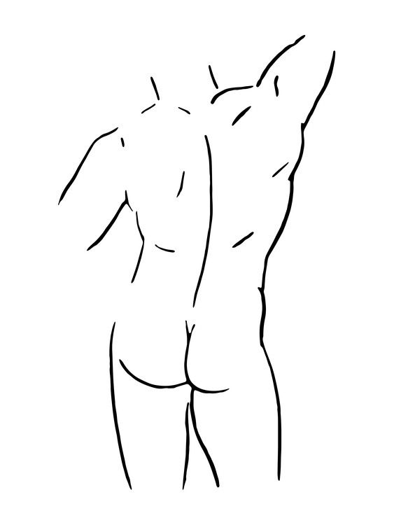 Ilustracija Male body sketch 1 - Black and white