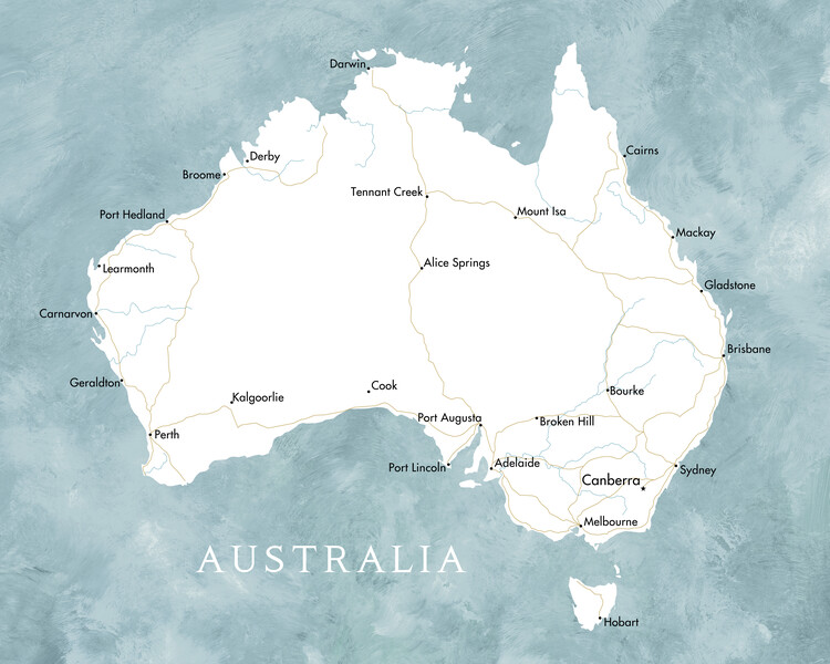 Kartta Map of Australia ǀ Kaikki kaupunkikartat ja maailmankartat seinälle