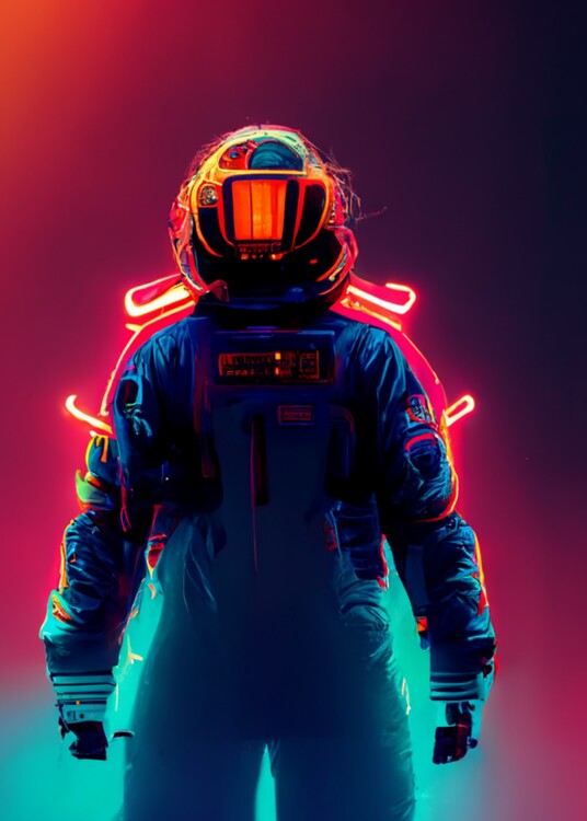 Kunsttryk Astronaut Neon