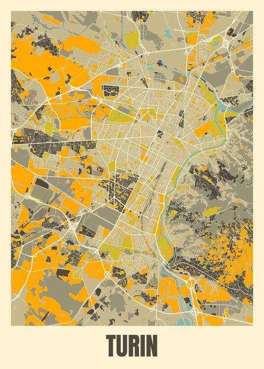 Kartta City map of Turin, Italy ǀ Kaikki kaupunkikartat ja maailmankartat  seinälle