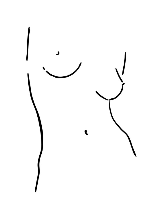 Illustration Female body sketch 6 - Black and white