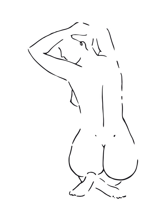 Illustration Female body sketch 7 - Black and white