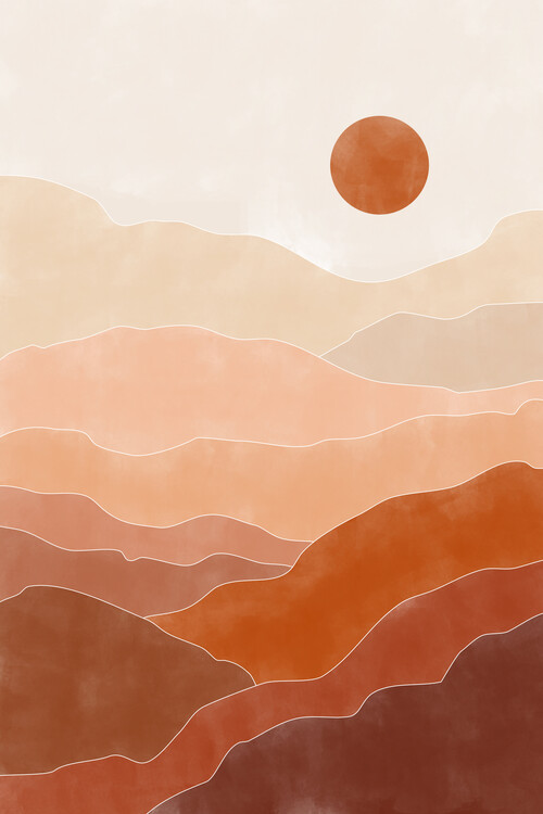 Illustration Terracotta & Blue Landscape No.2