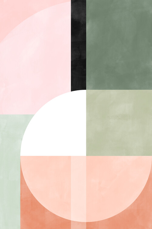 Obraz na plátne Pink & Green Geometric Art No.2