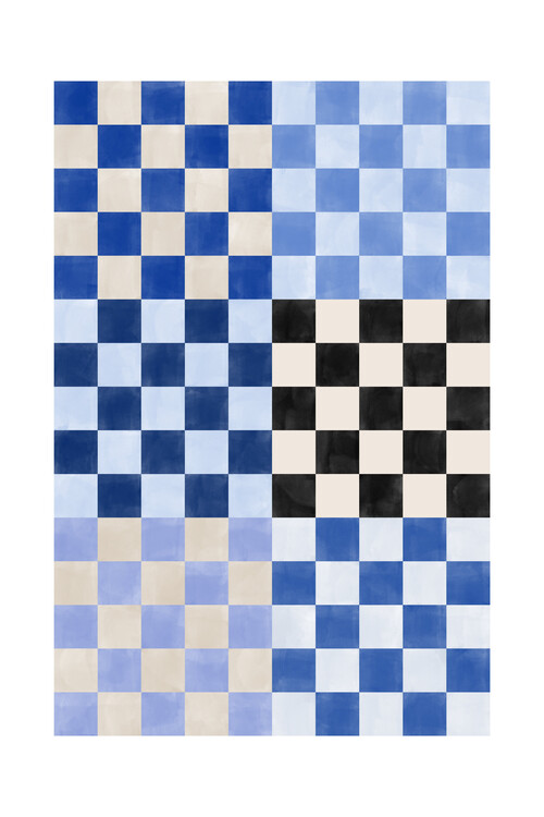 Illustration Blue Checkered Poster