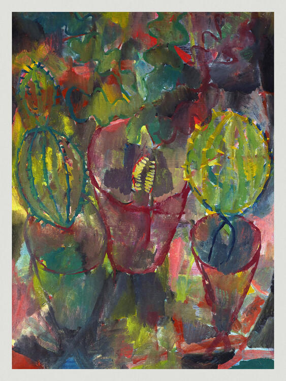 Kunstdruk Cactus (Abstract in Purple & Green) - Paul Klee