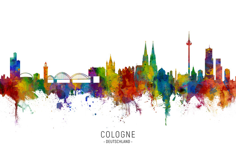 Ilustracja Cologne Deutschland Skyline Cityscape Painting Watercolor
