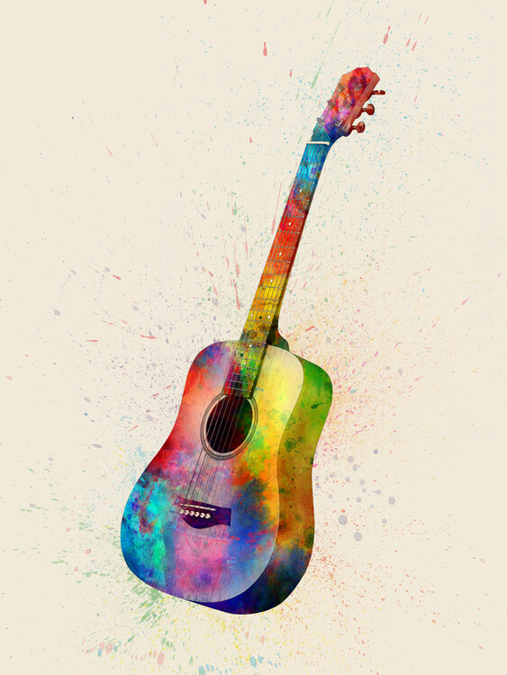 Ilustração Acoustic Guitar Painting Watercolor