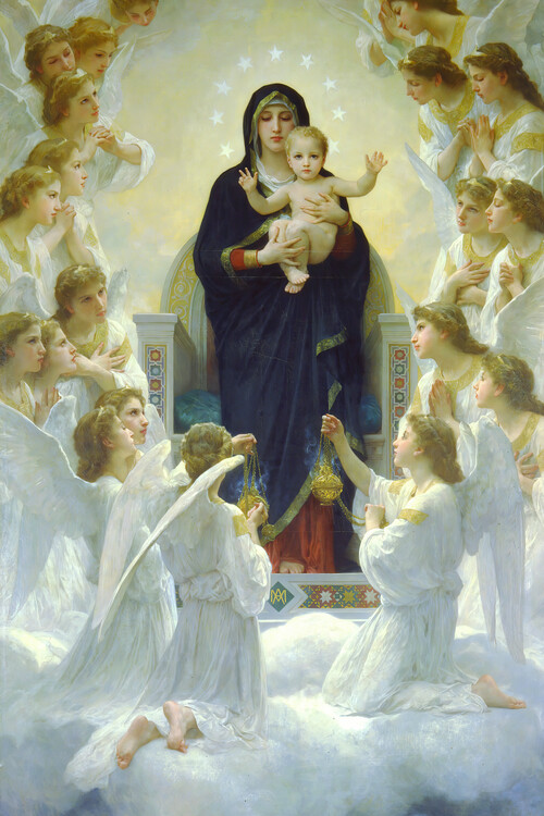 Reprodução do quadro The Virgin with Angels (Vintage Religious Portrait) - William Bouguereau