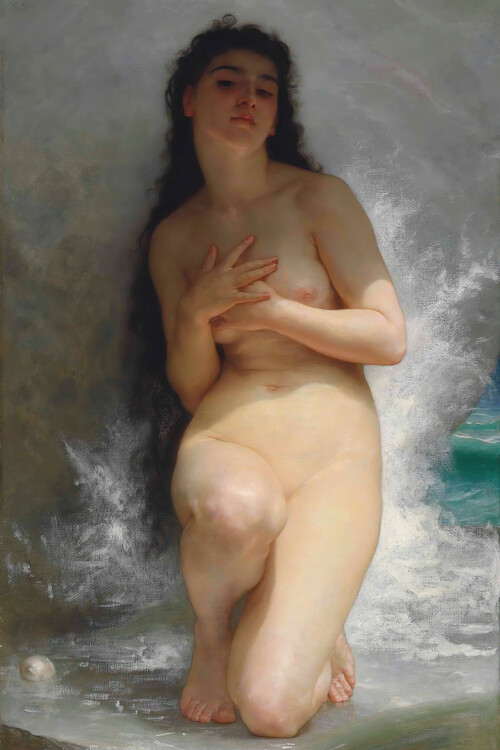 Canvas Print The Pearl (Vintage Female Nude) - William Bouguereau
