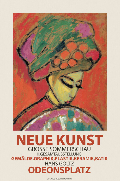 Canvas Print Young Girl in a Flowered Hat (Munich Exhibition) - Alexej von Jawlensky