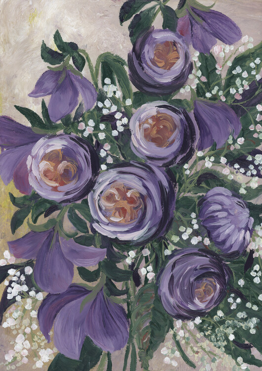 Illustration Aaliyah painterly English roses