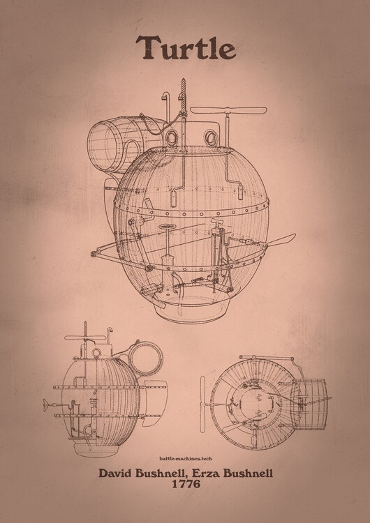 Canvas Print Turtle Submarine Patent Art Old Paper