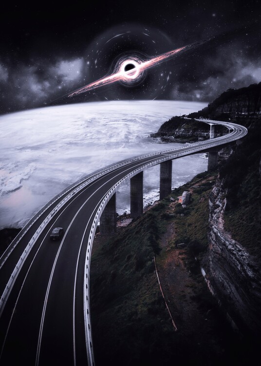 Kunstfotografie Road to the Black Hole and Planet Earth