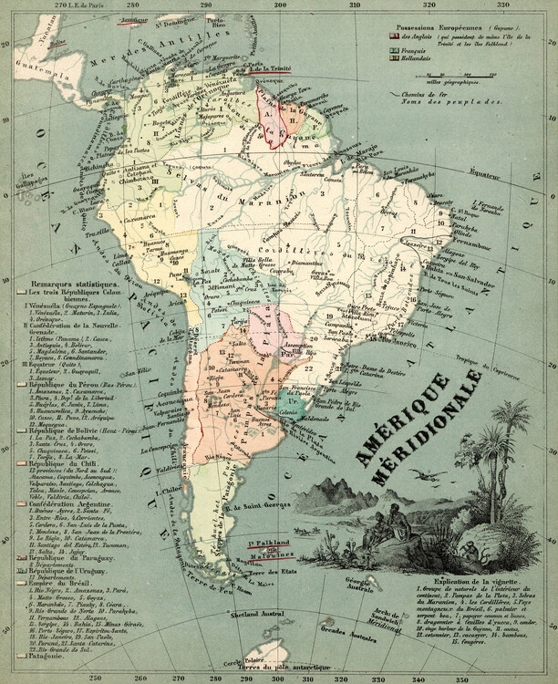 Map Amerique Meridionale, 1865