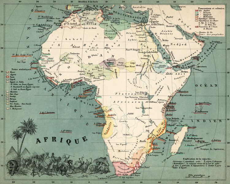 Map Hand colored map of Africa
