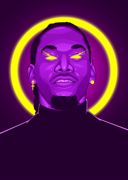Művészi plakát Offset Neon Rapper