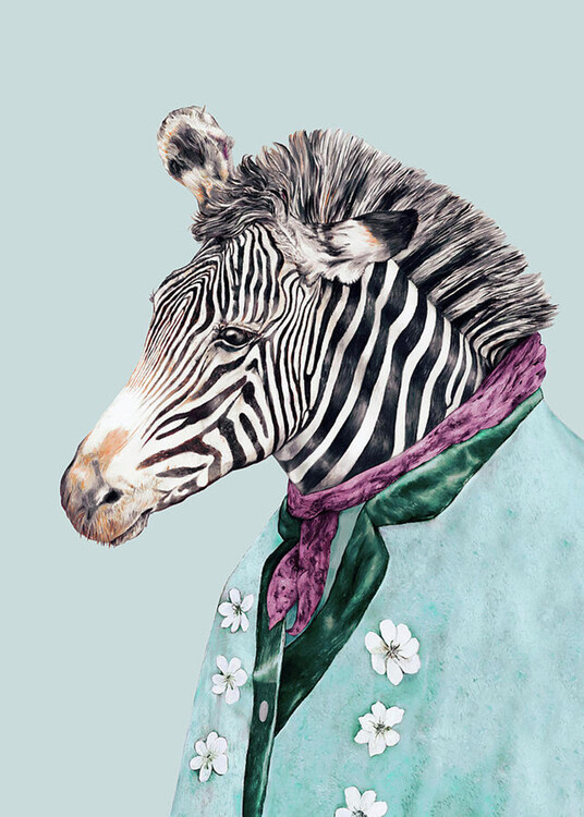 Illustration Watercolor illustration of Rainbow Zebra