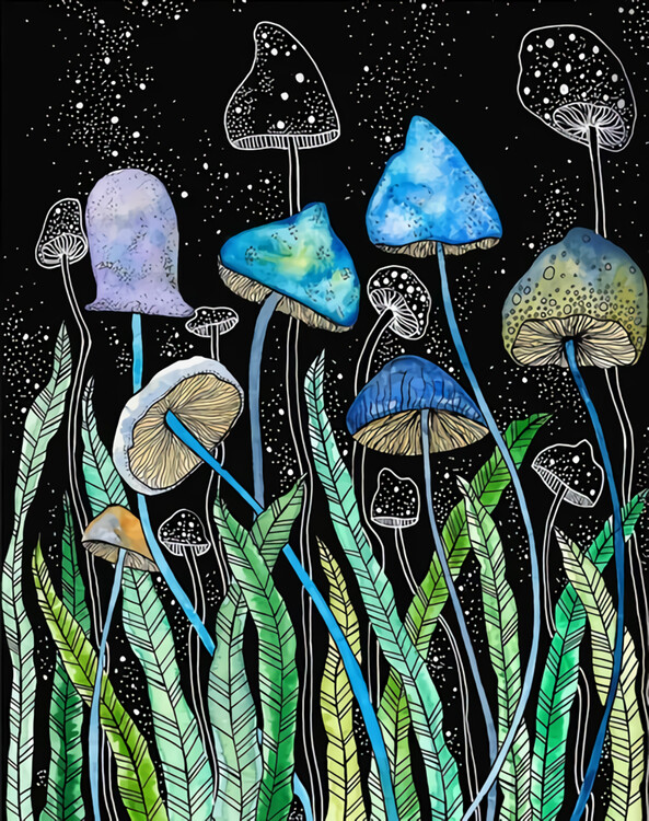 Illustration mushroom botanical art pattern