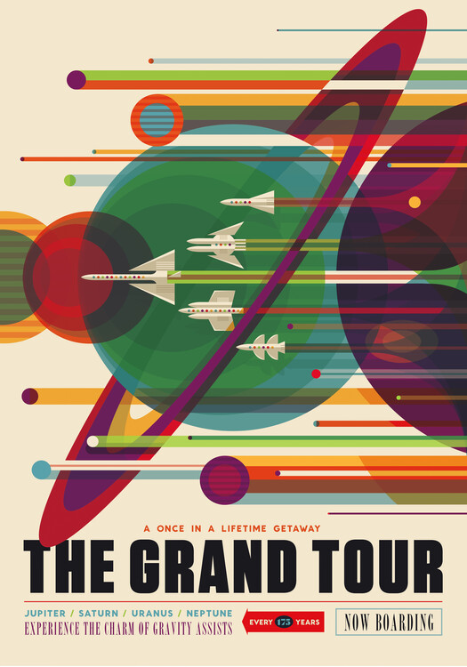 Ilustracija space poster the grand tour