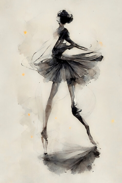 Poster Jeune femme ballerine danseuse de ballet danse silhouette