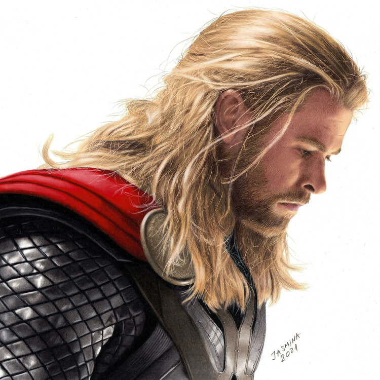 Art Poster Thor Odison Fanart Colored Pencil Drawing