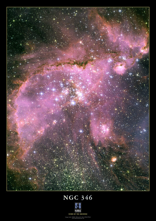 Fotografie de artă NGC 346 Cluster, Solar System, Space, Galaxy, Nasa, ESA, Hubble