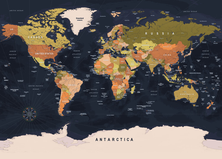 Kart Over Political World Map Bykart Og Verdenskart Plakater P Vegg Europosters