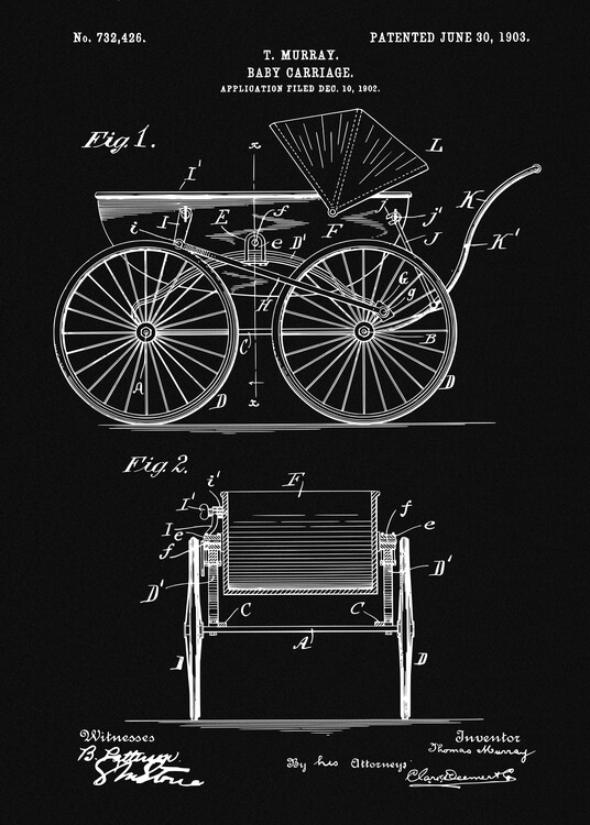 Illustration 1903 Vintage Baby Carriage Patent