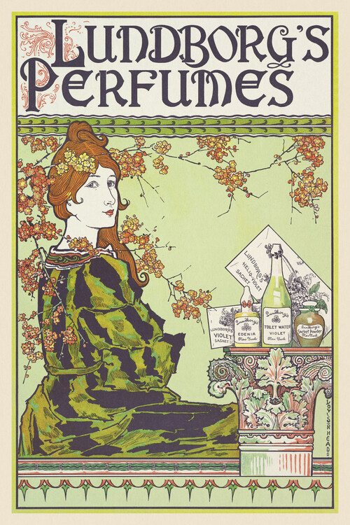 Fine Art Print Lundborg's Perfumes (Vintage Fragrance Ad ft. Beautiful Woman) - Louis Rhead