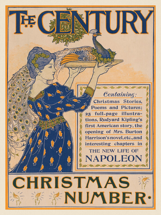 Fine Art Print The Century Christmas Number (Ft. Peacock & Beautiful Lady) - Louis Rhead