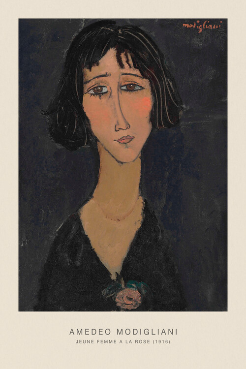 Obraz na plátně Jeune femme a la rose, Margherita (Portrait of a Beautiful Girl) - Amedeo Modigliani