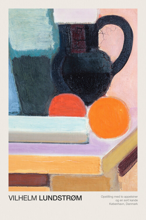 Reproduction de Tableau Still Life with Two Oranges & A Black Jug (Abstract Kitchen) - Vilhelm Lundstrøm