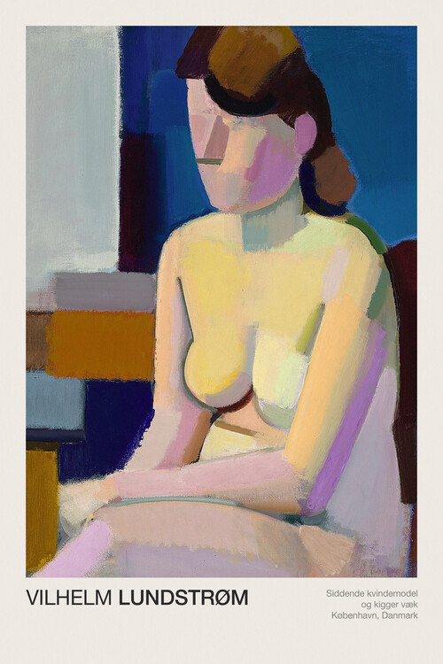 Umelecká tlač Sitting Female Model, in the nude (Naked Lady Painting) Looking Away - Vilhelm Lundstrøm