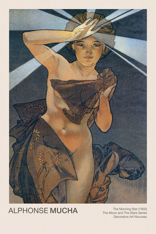 Canvas Print The Morning Star (Celestial Art Nouveau / Beautiful Female Portrait) - Alphonse / Alfons Mucha