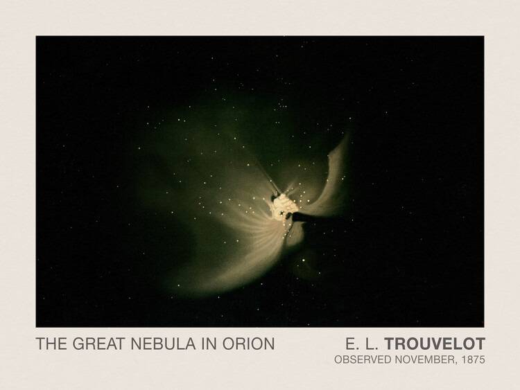 Obrazová reprodukce The Great Nebula in Orion (Stargazing / Vintage Space Station / Astronomy / Celestial Science Poster) - E. L. Trouvelot, 40 × 30 c