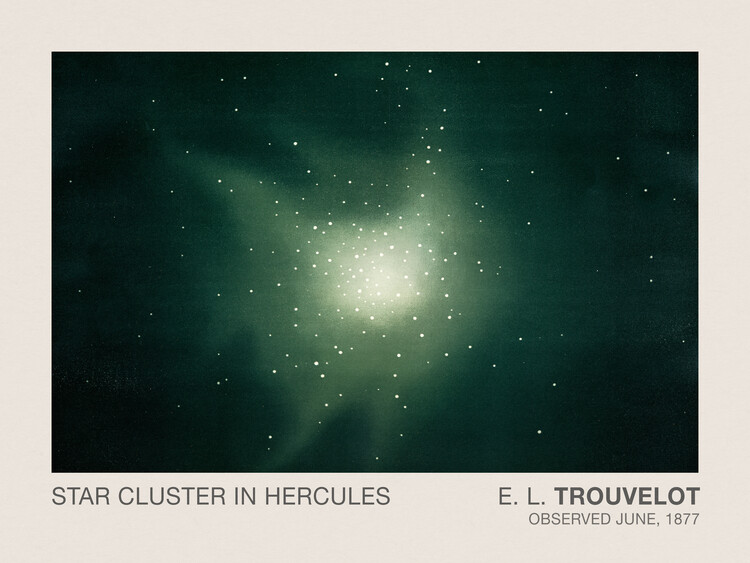 Reprodução do quadro Star Cluster in Hercules (Stargazing / Vintage Space Station / Astronomy / Celestial Science Poster) - E. L. Trouvelot