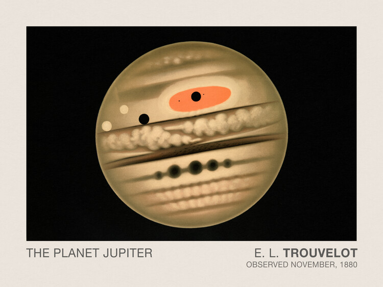 Reprodução do quadro The Planet Jupiter (Stargazing / Vintage Space Station / Astronomy / Celestial Science Poster) - E. L. Trouvelot