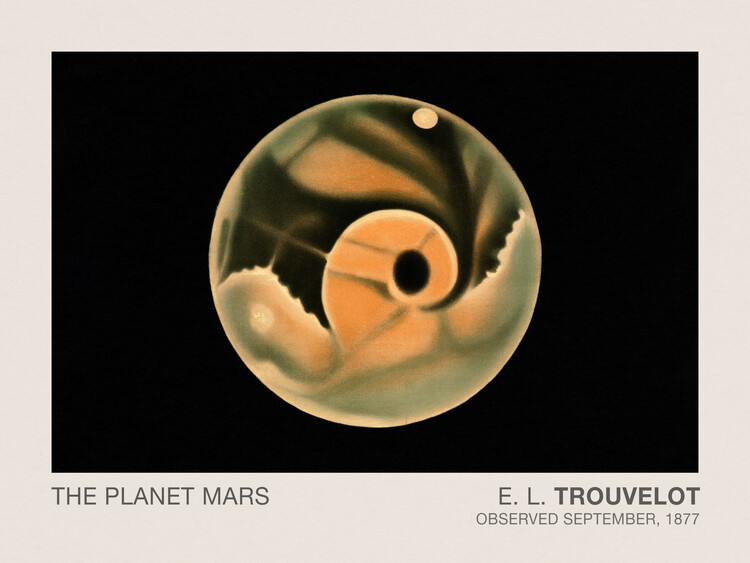 Reprodução do quadro The Planet Mars (Stargazing / Vintage Space Station / Astronomy / Celestial Science Poster) - E. L. Trouvelot
